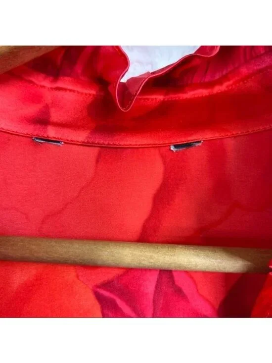 St John Spring 04 Silk Ruffle Button Front Blouse - Picture 7 of 10